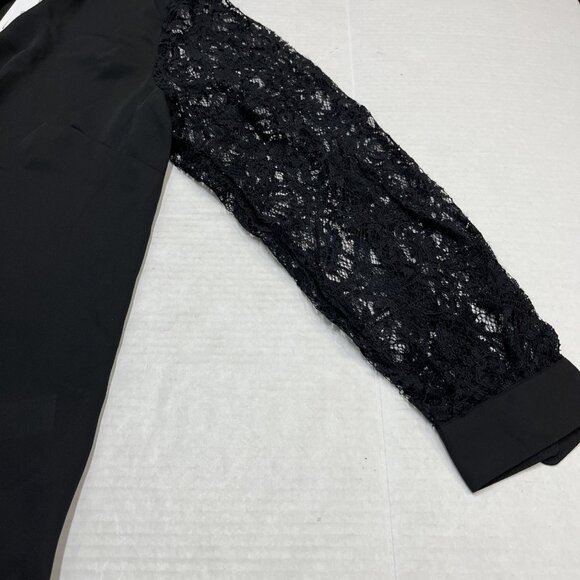 Tahari Top Women 2X Black Sheer Chiffon Lace Sleeve Blouse Pullover Tunic Office - Picture 12 of 12
